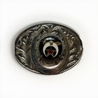 Vintage Shriner Sword Moon Star Horseshoe Silver Tone Oval Belt Buckle