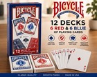 Bicycle Standard Index Playing Cards 12 Pack Red Blue Ideal For Poker Games