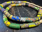 Vintage African Trade Bead Necklace     Mixed Venetian Millefiori Glass Beads     C