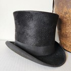 Antique Silk Plush Top Hat   Original Leather Case Victorian edwardian 6 3 4 - 7