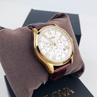 Bulova Men Wilton White White Dial Brown Leather 97b169 Chronograph Watch 46 5mm