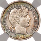 1905-o Micro O 10c Ngc Au50 Barber Dime Toned