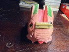Vintage Pink Elephant Chalkware Tape Dispenser Floral Mcm Retro Desk Decor