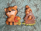 Vintage 1977 Homco Syroco Wall Plaques Set     Happy Raccoon   Chipmunks House