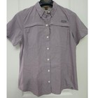 Eddie Bauer Women Short Sleeve Button Up Shirt Purple Gingham Outdoor Size M