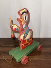 Vintage 1940   s Fisher Price Donald Duck Drum Major Pull Toy  400 