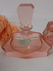 Vintage Art Deco Crystal Glass Vanity Set Perfume Bottle Atomizer  Pinc Glass