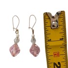 Pink Austrian Crystal Earrings Dangle Faceted Gold Tone Dainty Sparkler Vintage 