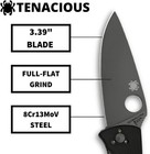 Spyderco Tenacious 3 38 Inch Pocketknife - C122gbbkp Free-shipping