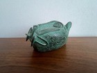 Bronze African Leopard Head Benin Nigeria  Old  Beautiful Patina And Condition  