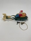 Vintage Christmas Celluloid Santa Claus   Reindeer In Sleigh Bell Wind Up Japan