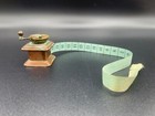 Antique Sewing Wind Up Tape Measure Figural Brass Copper Coffee Grinder  C 1900s