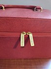 Estee Lauder Train Travel Makeup Case Faux Leather Red-hard Case Vintage