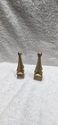 Pair Vintage Cast Iron Fence Finials 4 25  Gold Quad Ball Toppers Salvage Decor