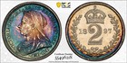 Pl65 1897 Uk Great Britain Maundy Silver Prooflike 2 Pence  Pcgs- Rainbow Toned
