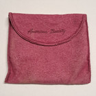 Vintage Elgin American Beauty Powder Compact Gold Tone Basket Weave Pink Pouch