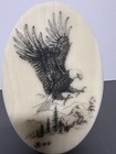 Bob Hickman Signed Faux Scrimshaw Eagle Etch Stone Plaque Wo-di Tennessee 6x4