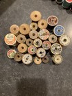 26 Vintage Thread Spools Lot Silk Cotton Coats Clark Yli Japanese Wood Spools