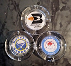 Vintage Early 1970s Buffalo Bills sabres   Buffalo Braves Glass Ashtrays Lot  3 