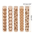 5pcs Wood Roller 10cm Paw Print Pattern Rollers Wooden Pottery Tools