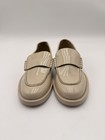 Women   s Chanel Shiny Calfskin Logo Loafers In Beige Size 35