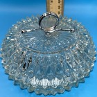 Vintage Indiana Glass Sawtooth Patter Trinket Box Candy Dish Lid Metal Handle
