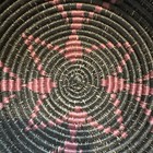 Pink Magenta Orange Handwoven Coiled African Basket Bowl Geometric Design 8   