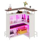 L Shaped Mini Home Bar Unit Wine Rack Glasses Hanger With Music Sensing Led Ligh