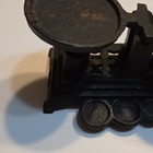Vintage Mini Cast Iron Balance Scale With Weights  missing 2 Weight 