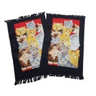Vintage Hilasal Kitchen Cats   Kittens Fringe Towel Dishcloths Set Collectible