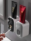 Automatic Toothpaste Dispenser Wall Mounted Toothbrush Holder Bathroom Organizer
