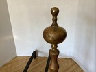 Antique Large 17    Pair Brass iron Victorian Andirons firedogs Marked X606l