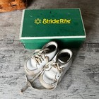 Vintage Stride Rite Baby Leather Shoes With Original Green Box   White With Lace