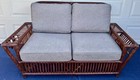 Vintage Palecek President Pole Rattan Sofa   Loveseat