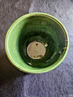 Vintage Mccoy Green Beaded Banded Planter W  Attached Saucer 4    H