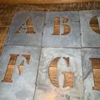 Vintage Metal Stencils Set In Wooden Box - Peacock Park Design Letters A-z