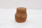 Antique Small 2  Tlingit Native American Lidded Basket Ornate Northwest Coast