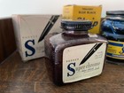 Sheaffer   Parker Super Quink - Fountain Pen Ink Bottle     Vintage  3 