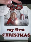 My First Christmas Picture Frame White Red Letters 4x6 Inch Photo Little Holly
