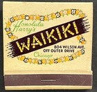 Rare Unstruck Vintage Feature Matchbook Waikiki Honolulu Harry s Hula Girls