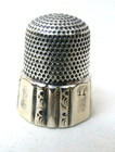 Fancy Antique Sterling Silver Thimble Simon Bros  Gold Paneled Band Sz 11 Mono