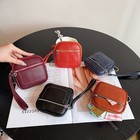Genuine Cow Leather Mini Square Wallet Women Small Zipper Coin Purse Card Holder