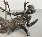 Antique Victorian Man In The Moon Cherub Mirror Stand Art Nouveau Casting