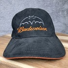 Vintage Budweiser Hat Cap Strapback Black Orange Bat Spellout Halloween 2001 Men