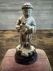 Antique Hand Carved Painted Folk Art Figure Asian Man Sculpture 7    Tall