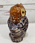 Vintage Brown Ceramic Owl Tealight Candle Holder Figuirne 4  Tall