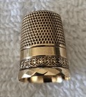 Antique Collectible Tested 10 Kt Gold Thimble With Star Logo -  Size 8