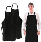 Solid Cooking Kitchen Restaurant Bib Apron Unisex Dress Black With 2 Pockets Usa