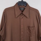 Vintage Hudsons Shirt Mens 16 5 34 35 Brown Polyester Disco 70s 80s Mens Store