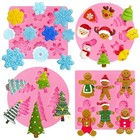 4 Pcs Christmas Silicone Molds 3d Christmas Molds Xmas Tree Santa Gingerbread